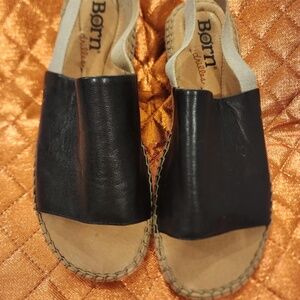 Born Drilles San Isabel Sandals Women's Leather Slingback Black Shoes